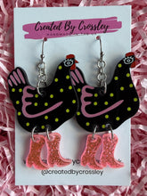 Load image into Gallery viewer, Black Chicken Charm Earrings
