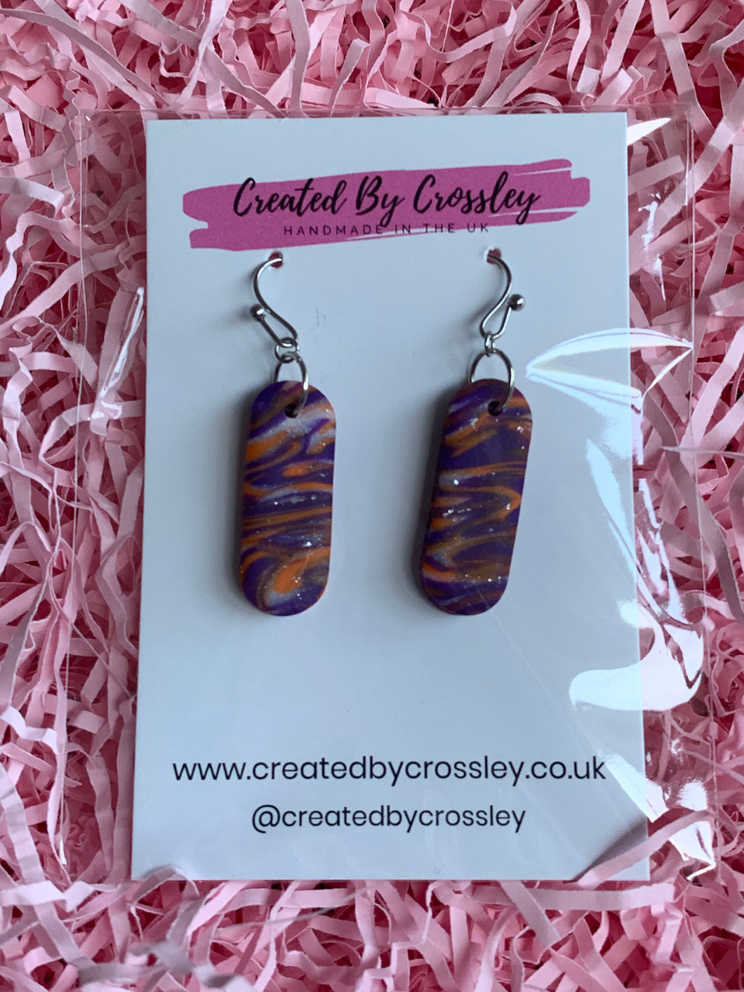 Purple Pattern Clay Earrings