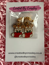 Load image into Gallery viewer, Reindeer Stocking Clip On Earrings
