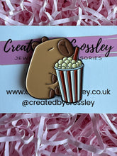 Load image into Gallery viewer, Popcorn Capybara Pin Badge
