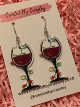 Load image into Gallery viewer, Christmas Wine Glass Charm Earrings
