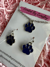 Load image into Gallery viewer, Blue Paw Print Jewellery Set
