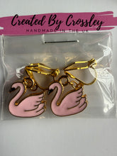 Load image into Gallery viewer, Pink Swan Clip On Earrings
