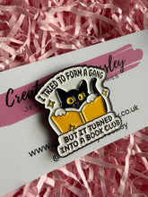 Load image into Gallery viewer, Book Club Cat Pin Badge

