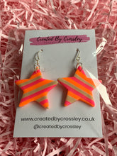 Load image into Gallery viewer, Striped Star Clay Earrings
