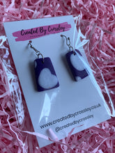 Load image into Gallery viewer, Purple Pattern Clay Earrings
