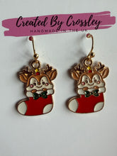 Load image into Gallery viewer, Reindeer Stocking Charm Earrings
