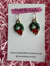 Load image into Gallery viewer, Christmas Wreath Charm Earrings
