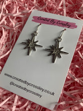 Load image into Gallery viewer, Silver Gem Star Charm Earrings
