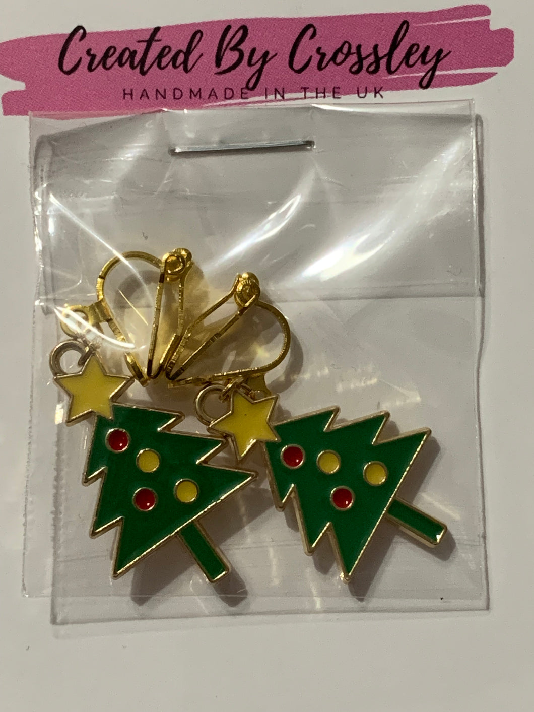 Christmas Tree Clip On Earrings