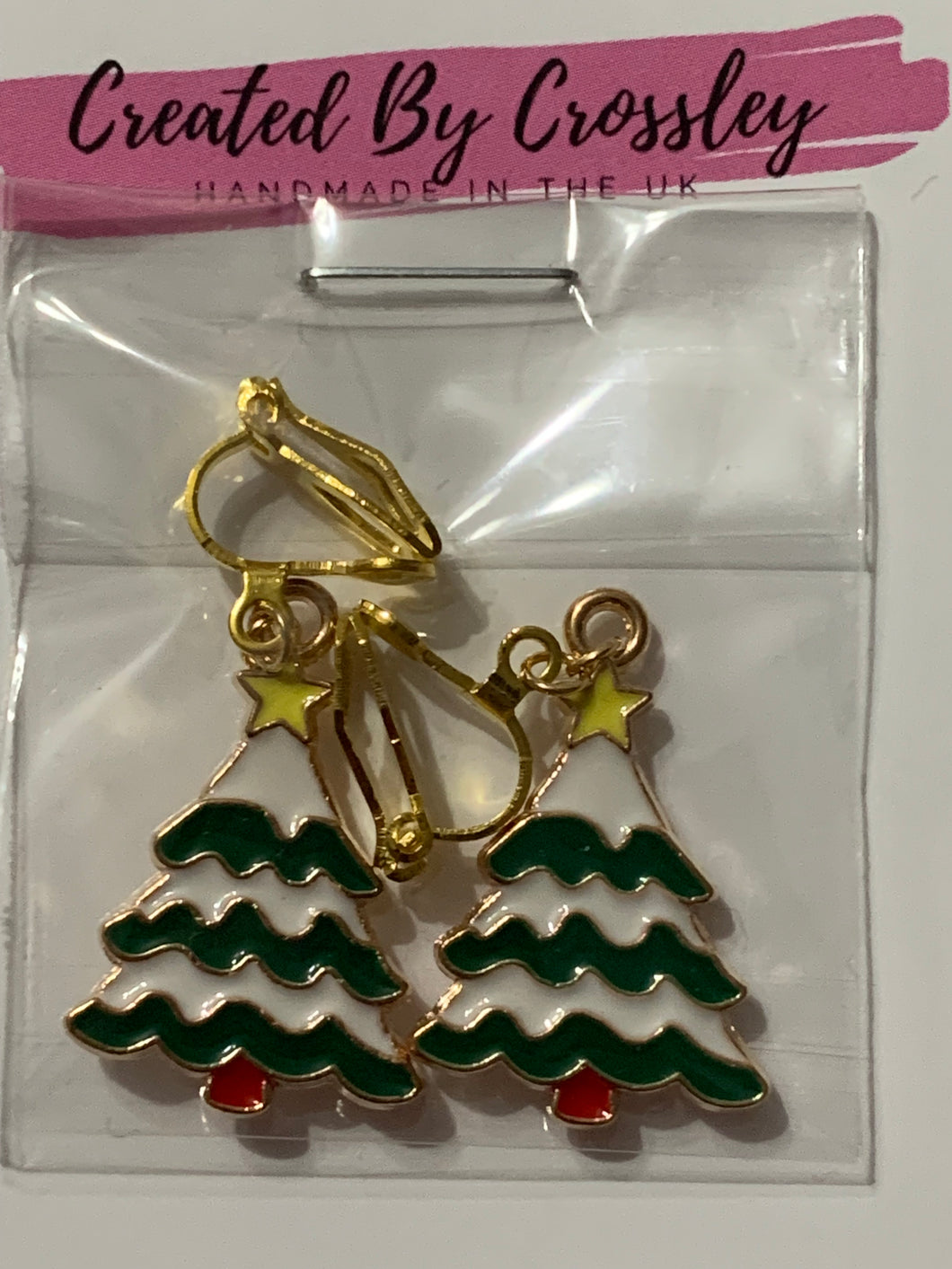 Christmas Tree Clip On Earrings