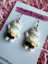 Load image into Gallery viewer, White Cat Charm Earrings
