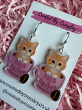 Load image into Gallery viewer, Coffee Cat Charm Earrings
