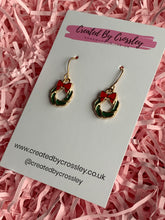 Load image into Gallery viewer, Christmas Wreath Charm Earrings
