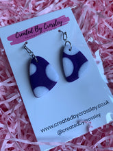 Load image into Gallery viewer, Purple Pattern Clay Earrings
