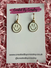 Load image into Gallery viewer, White Happy Face Charm Earrings
