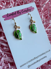 Load image into Gallery viewer, Green Leaf Charm Earrings

