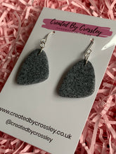 Load image into Gallery viewer, Sparkle Granite Grey Clay Earrings and Necklace
