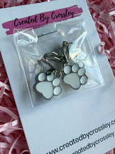 Load image into Gallery viewer, White Paw Print Clip On Earrings
