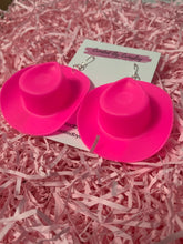 Load image into Gallery viewer, Large Pink Cowboy Hat Charm Earrings
