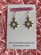 Load image into Gallery viewer, Gold Gem Star Outline Charm Earrings
