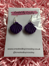 Load image into Gallery viewer, Purple Shell Clay Earrings
