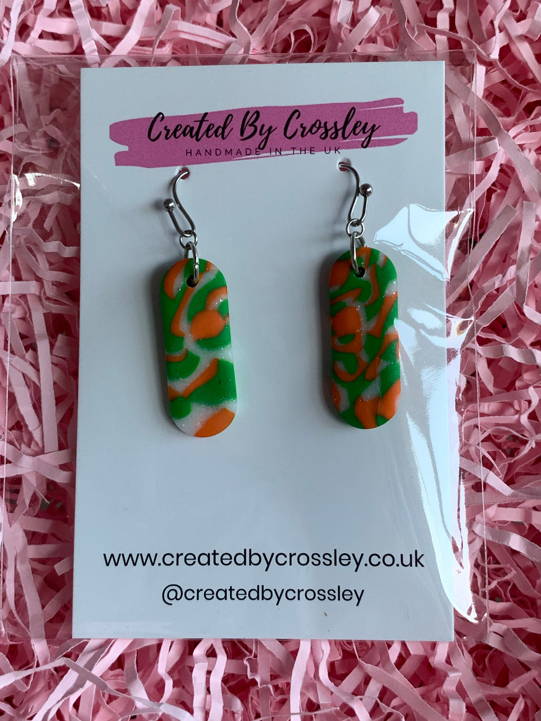 Green Pattern Clay Earrings