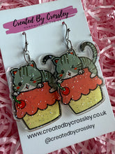Load image into Gallery viewer, Cake Cat Charm Earrings
