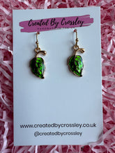 Load image into Gallery viewer, Green Leaf Charm Earrings
