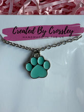 Load image into Gallery viewer, Light Blue Paw Print Charm Necklace
