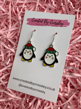 Load image into Gallery viewer, Christmas Penguin Charm Earrings

