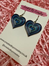 Load image into Gallery viewer, Large Blue Heart Charm Earrings
