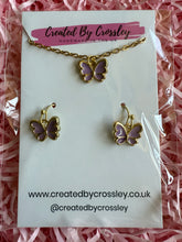 Load image into Gallery viewer, Mini Purple Butterfly Jewellery Set
