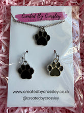 Load image into Gallery viewer, Black Paw Print Jewellery Set
