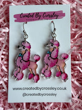 Load image into Gallery viewer, Pink Poodle Dog Charm Earrings
