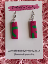 Load image into Gallery viewer, Pink Green Clay Earrings
