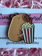 Load image into Gallery viewer, Popcorn Capybara Pin Badge
