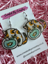 Load image into Gallery viewer, Fishbowl Cat Charm Earrings
