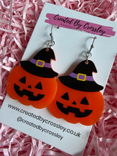 Load image into Gallery viewer, Pumpkin Witch Charm Earrings

