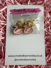 Load image into Gallery viewer, Pink Swan Clip On Earrings
