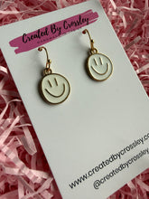 Load image into Gallery viewer, White Happy Face Charm Earrings
