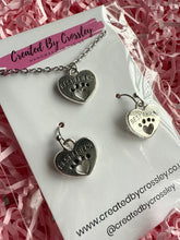 Load image into Gallery viewer, Paw Print Heart Jewellery Set
