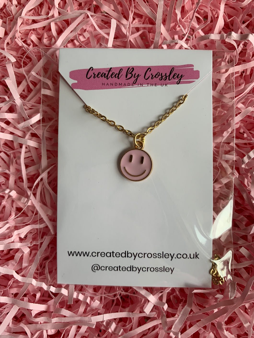 Light Pink Smiley Face Necklace