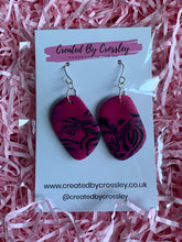 Load image into Gallery viewer, Pink and Black Clay Earrings
