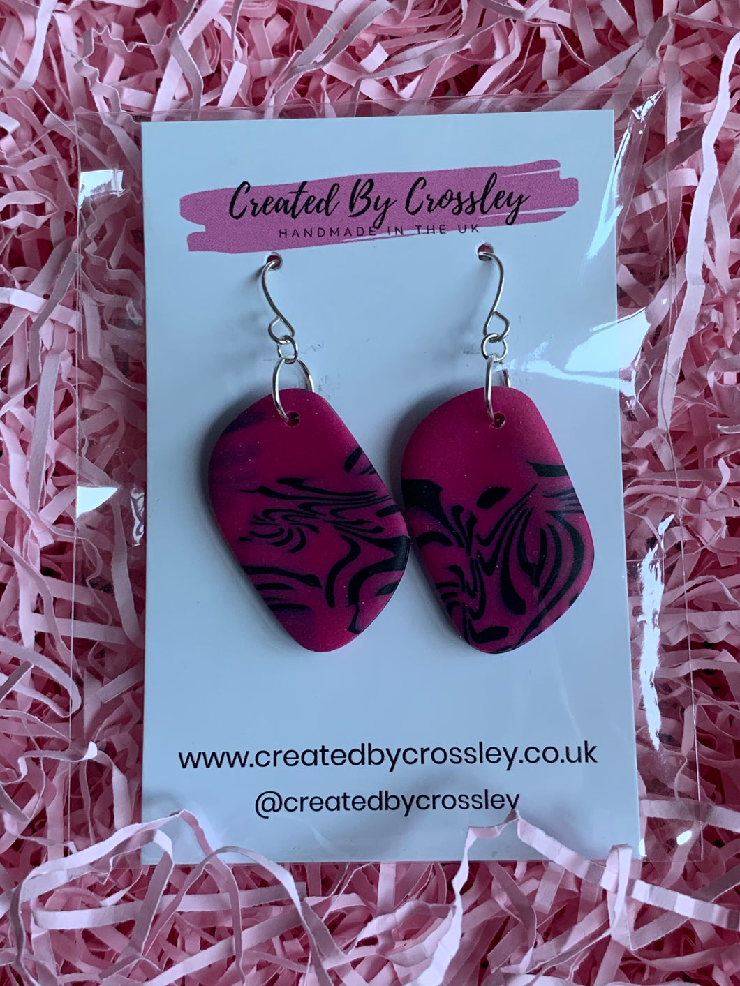 Pink and Black Clay Earrings