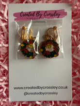 Load image into Gallery viewer, Christmas Wreath Clip On Earrings
