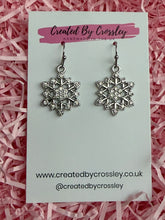 Load image into Gallery viewer, Sparkly Snowflake Charm Earrings
