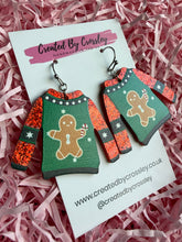 Load image into Gallery viewer, Gingerbread Man Christmas Jumper Charm Earrings
