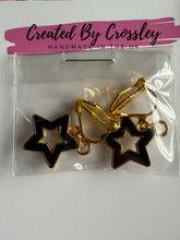 Load image into Gallery viewer, Black Outline Star Clip On Earrings
