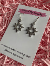 Load image into Gallery viewer, Silver Gem Star Outline Charm Earrings
